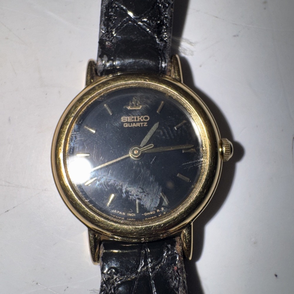 USED Seiko 1N01-0E20 Gold-Tone Blue Dial Ladies Quartz Watch | Japan